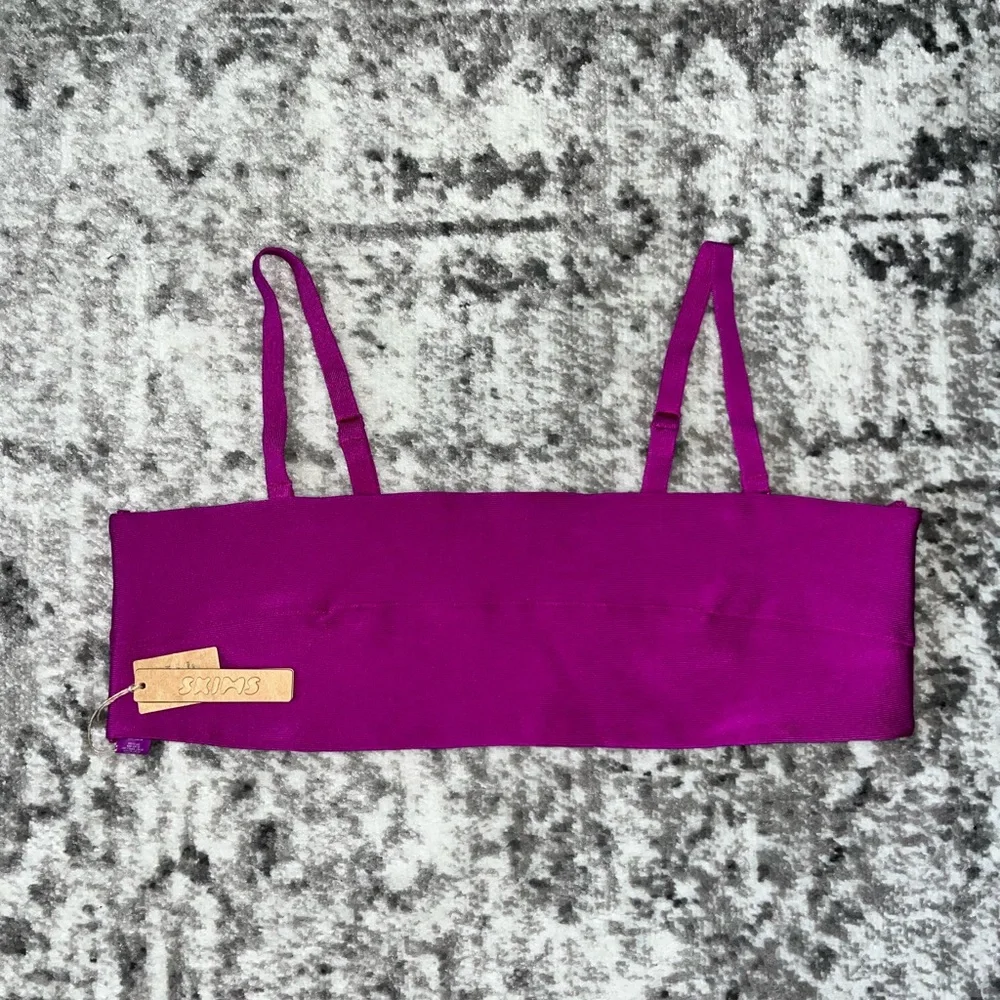 New SKIMS Knit Swim Bandeau Bikini Top in Lollipop